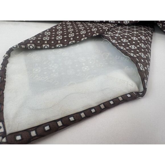 VTG Christian Dior Tie Men's 100% Silk Italy Brown - Picture 3 of 5